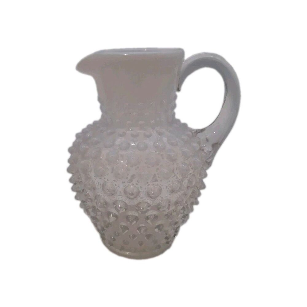 Vintage Fenton white Opalescent Hobnail Pitcher Creamer 5.5 Inch
